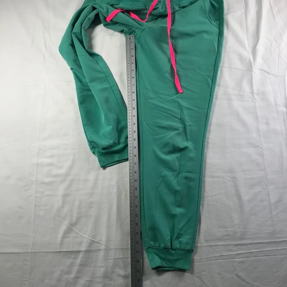 FIGS Technical Collection Teal Green Jogger Scrub Pants Pink Drawstring Mens M